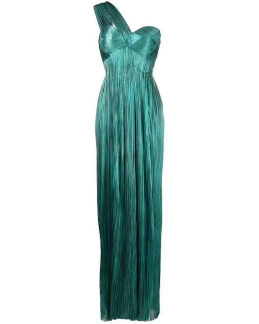 Maria Lucia Hohan Green Ruched Silk Maxi Dress