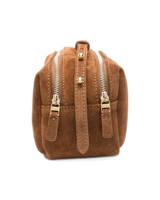 Elleme Brown Mini Trousse Suede Double-Zip Shoulder Bag
