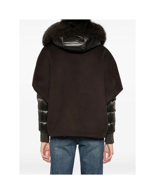 Moorer Black Pegaso Fur-Trim Jacket