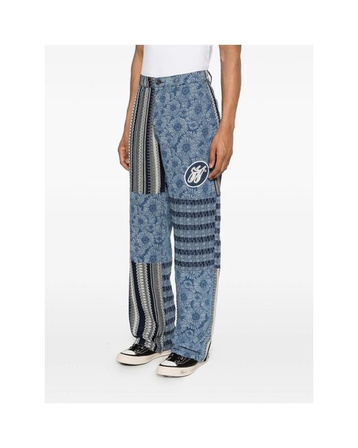 Honor The Gift Blue Tapestry Patchwork Trousers for men