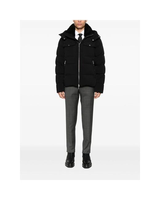 Moorer Black Hooded Quilted Jacket for men