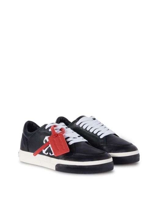 Off-White c/o Virgil Abloh Red Off- Vulcanized Contrasting-Tag Leather Sneakers for men