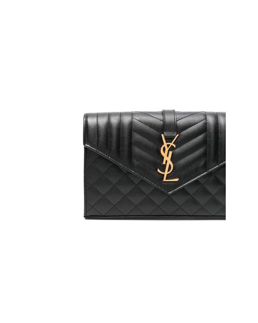 Saint Laurent Black Envelope Leather Cross Body Bag