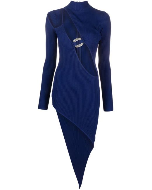David Koma Asymmetric Cut-Out Ribbed Dress in Blue | Lyst