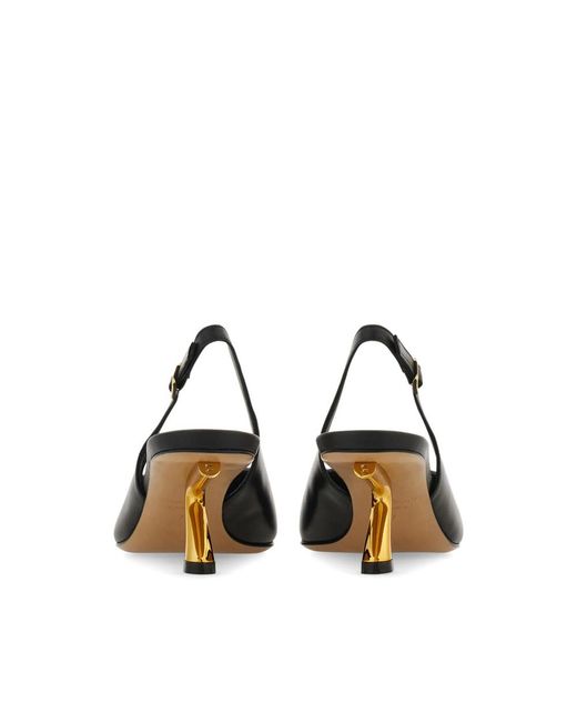 Ferragamo Black Slingback Shoes Pointed-Toe Leather