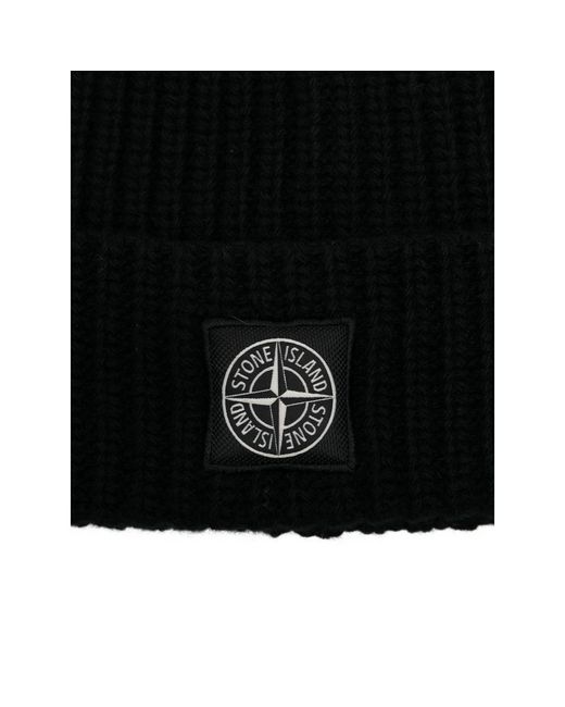 Stone Island Black Hats for men