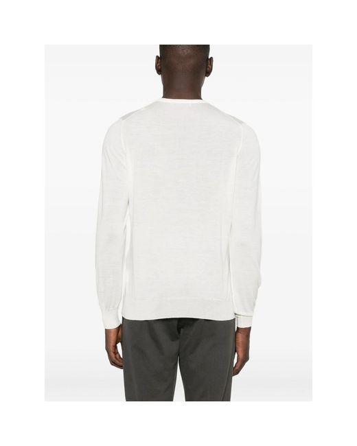 Fileria White Crew-Neck Wool Sweater for men