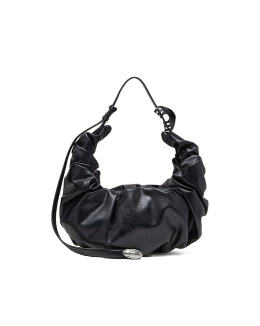 DIESEL Black Large Grab-D Scrunched Shoulder Bag