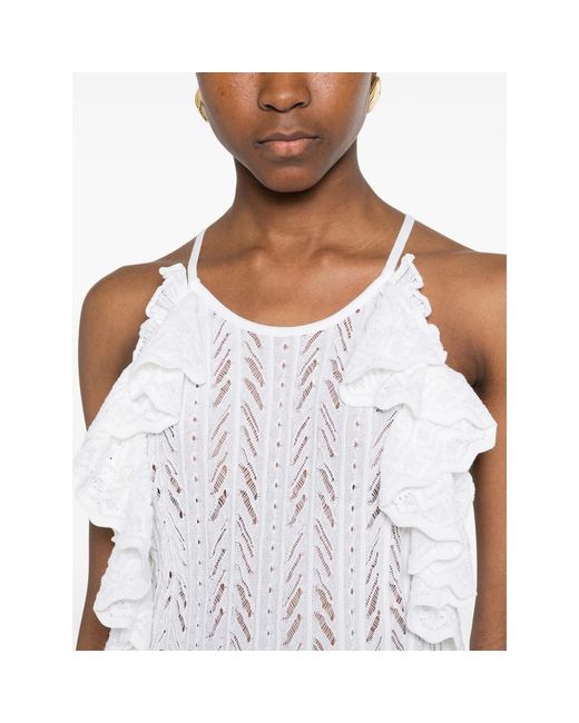 Antonino Valenti White Guinea Ruffled Maxi Dress