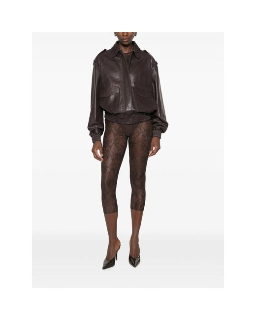 ANDAMANE Brown Sheila Lace-Pattern Long-Sleeve Jumpsuit