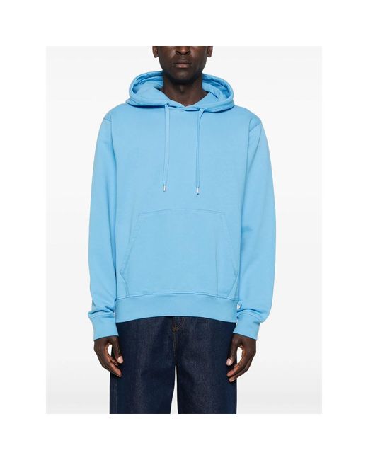 Arte' Blue Long-Sleeve Logo-Print Hoodie for men
