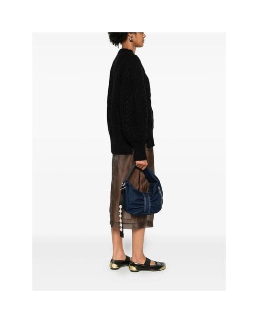 Simone Rocha Blue Bow Pearl-Embellished Shoulder Bag