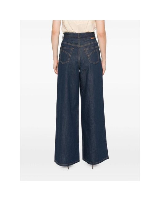 Zimmermann Blue High-Waisted Wide-Leg Jeans