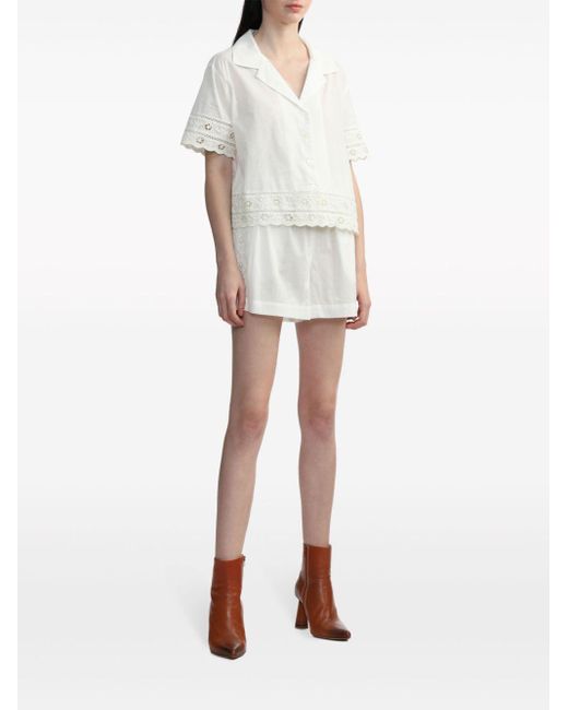 Sea White Arabella Cotton Shorts