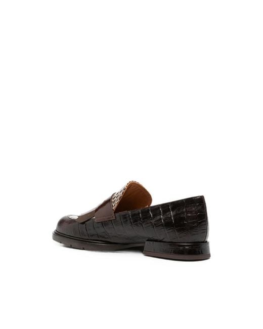 Chie Mihara Brown Jeluse Croc-Effect Fringed Loafers