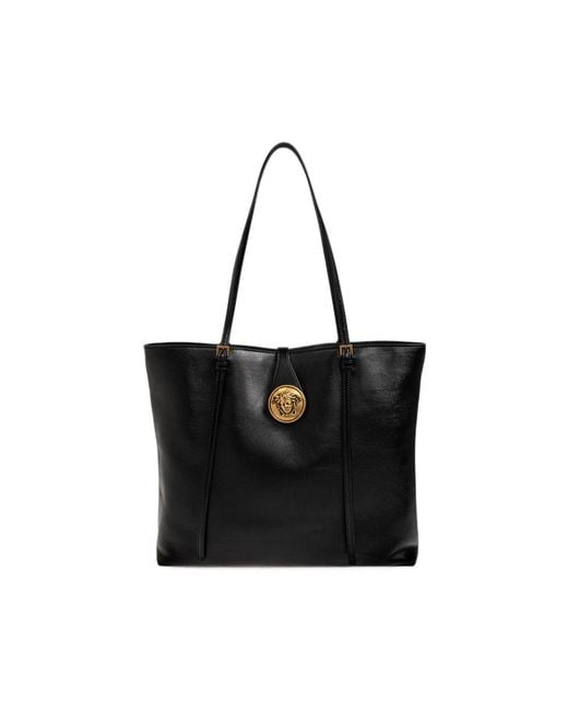 Versace Black Medusa Leather Tote Bag