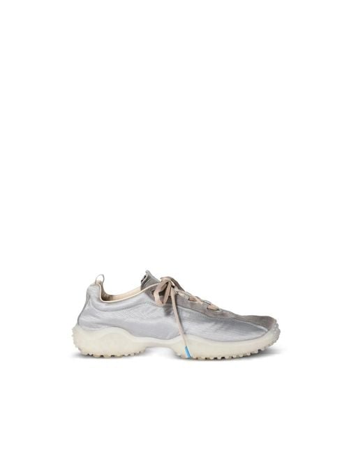 Miu Miu White Bubble Technical Fabric And Suede Sneakers