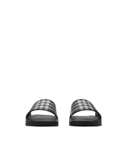 Burberry Black Checkered Slides for men