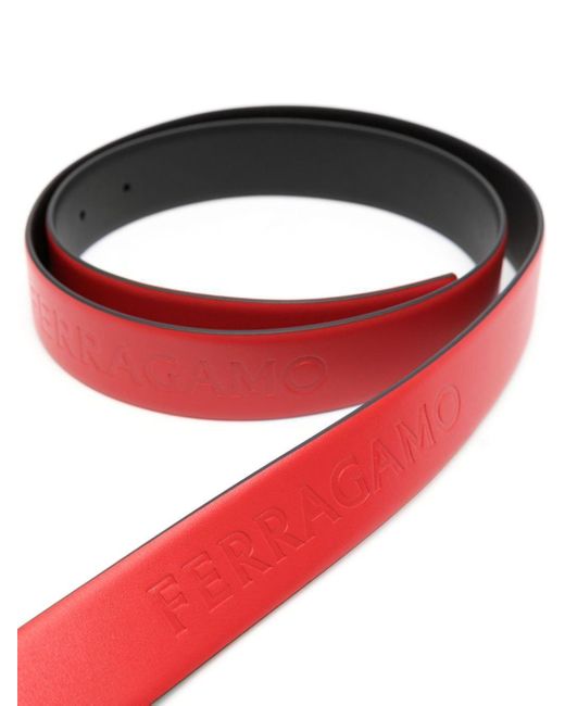 Ferragamo Red Gancini-Buckle Reversible Leather Belt for men