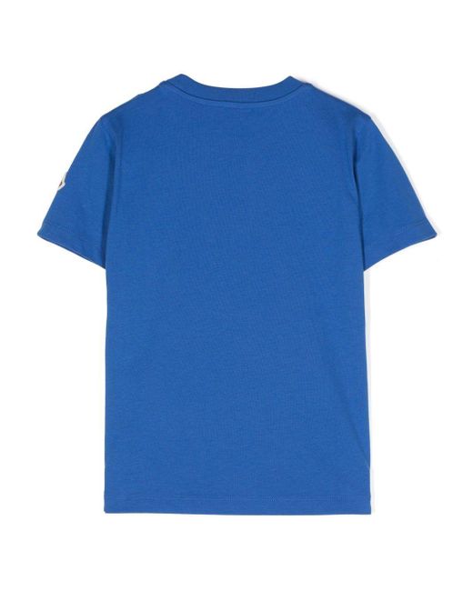 Moncler Blue Logo-Print Cotton T-Shirt