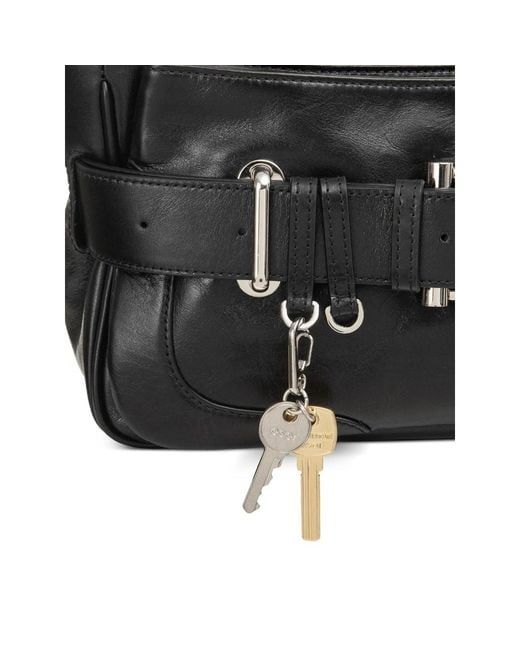 OSOI Black Mini Brocle Buckled Leather Tote Bag