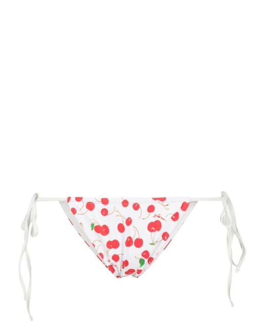 Frankie's Bikinis White Cherry-Print Bikini Bottom