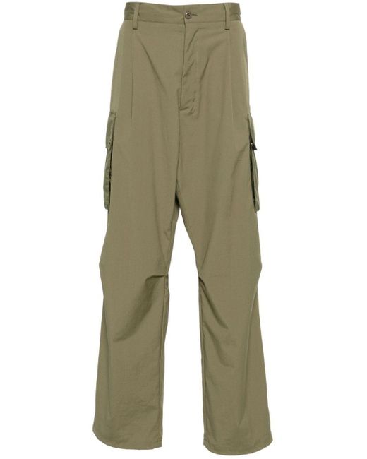 Moncler Green Appliqué-Logo Cargo Trousers for men