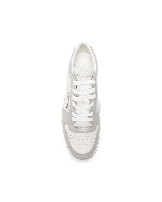 Prada White Downtown Leather Sneakers for men
