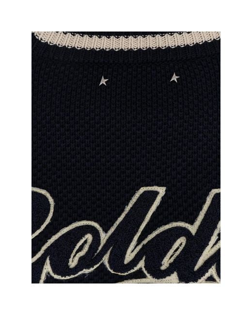 Golden Goose Deluxe Brand Blue Striped Logo-Patch Sweater for men