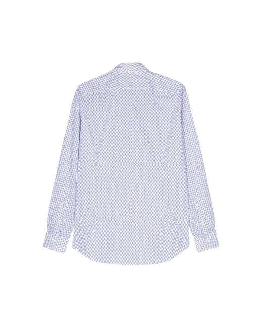 Mazzarelli Blue Polka-Dot Print Shirt for men