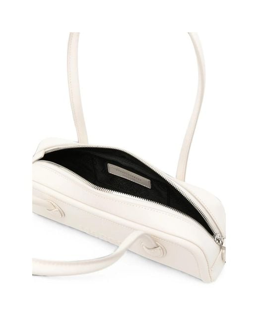MARGE SHERWOOD White Embossed-Logo Leather Tote Bag