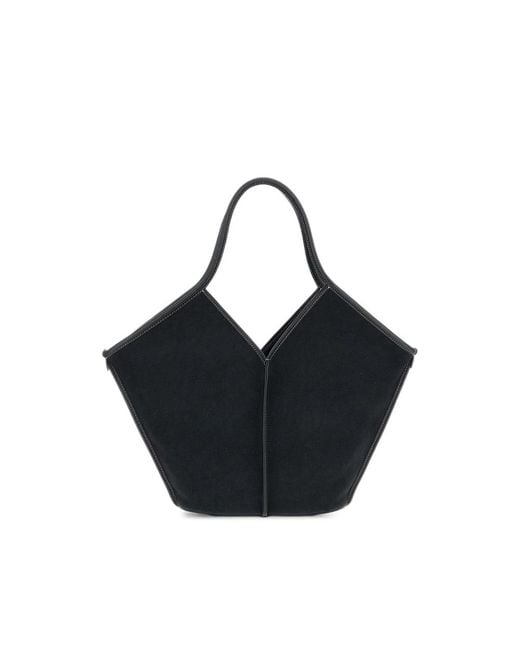 Hereu Black Calella Leather-Trim Tote Bag