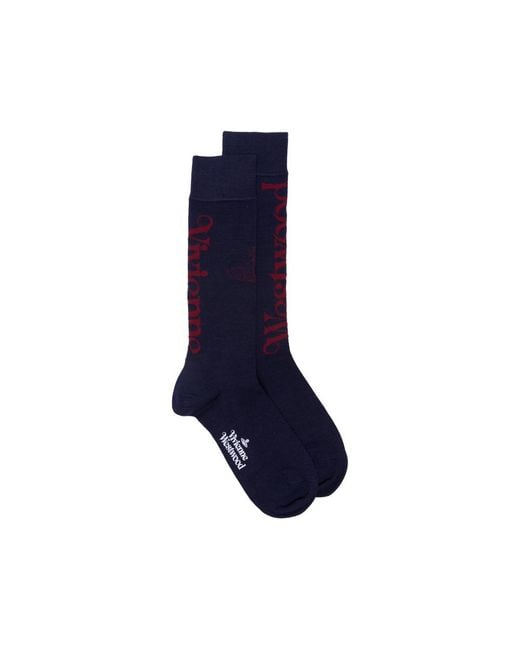 Vivienne Westwood Blue Orb Logo-Print Socks for men
