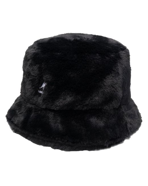 Kangol Black Logo-patch Faux-fur Bucket Hat for men