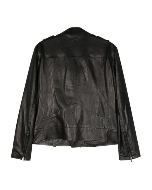Salvatore Santoro Black Zip-Up Leather Jacket for men