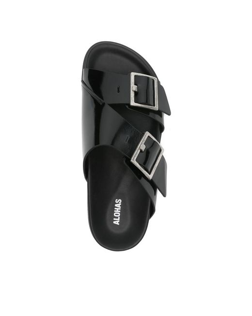Alohas Black Alba Buckle Strap Sandals