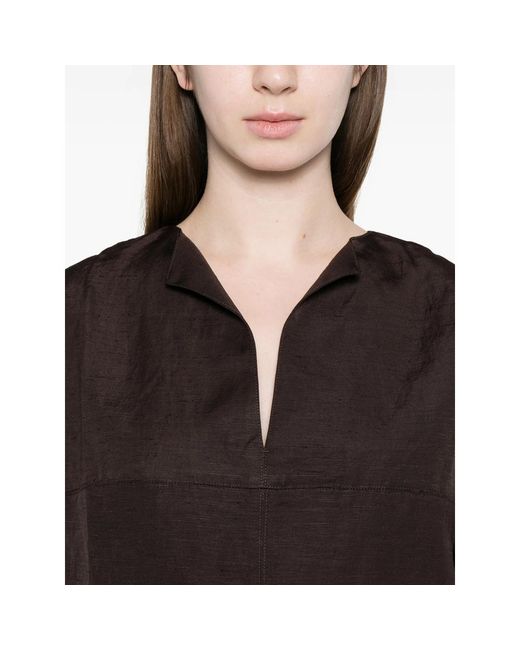 Soeur Brown Ilona V-Neck Short-Sleeve Blouse