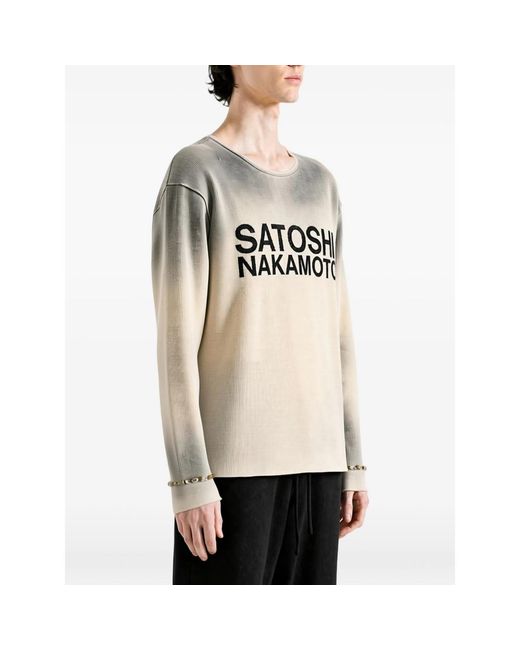 Satoshi Nakamoto White Gradient-Effect Logo-Print Sweatshirt for men