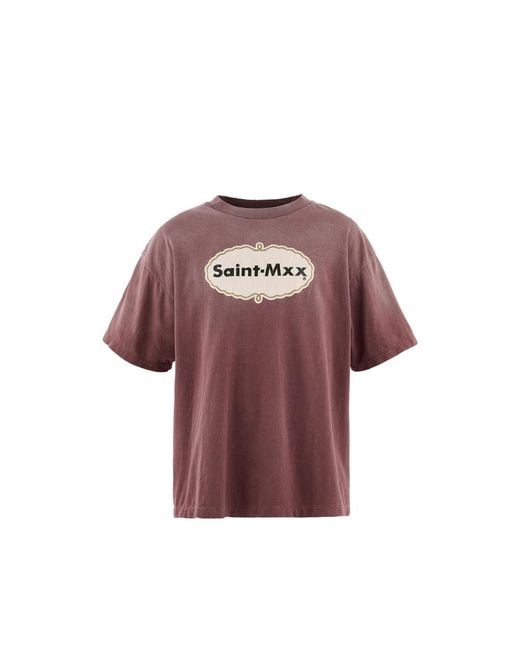 SAINT Mxxxxxx Purple Logo-Print T-Shirt for men