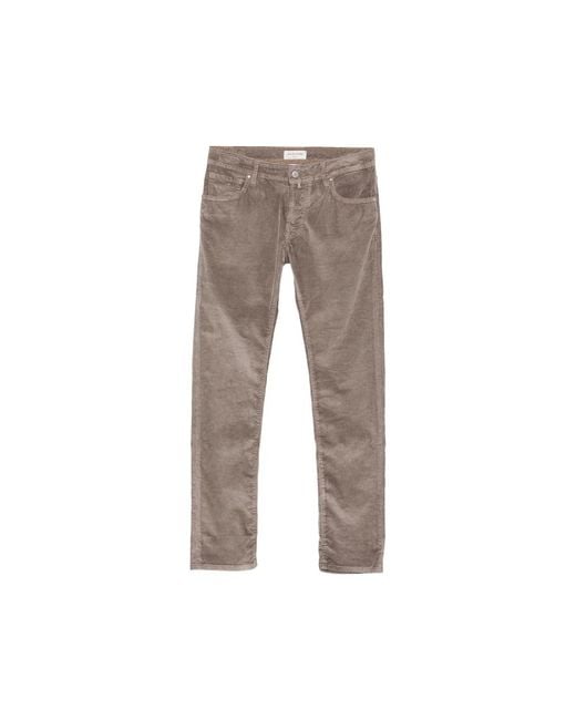 Jacob Cohen Gray Nick Corduroy-Effect Slim-Fit Cotton Trousers for men
