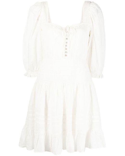 RIXO London Cotton Solana Broderie Anglaise Mini Dress in Natural | Lyst