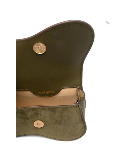Cult Gaia Green Curved-Suede Embellished Tote Bag