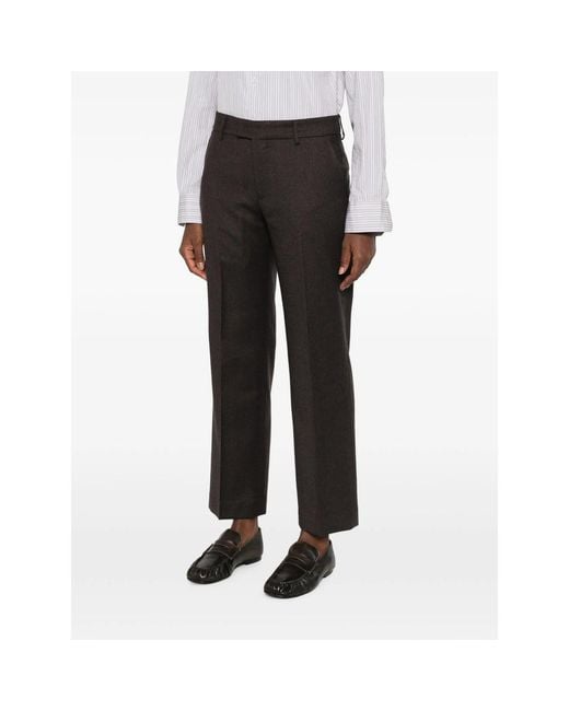 Berwich Black Pressed-Crease Belt-Loop Trousers