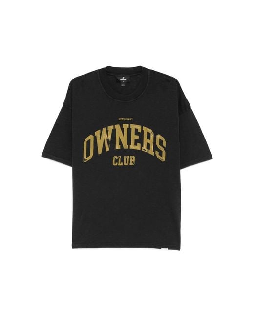 Represent Black Crew Neck T-Shirt With Logo Print for men
