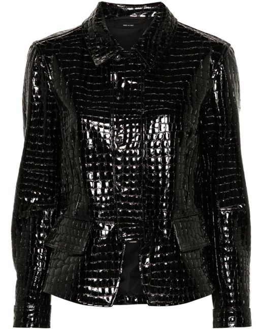 Tom Ford Black Patent-Finish Leather Jacket