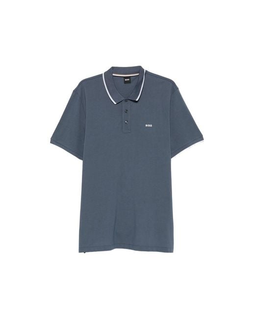Boss Blue Logo Trim Polo Shirt for men