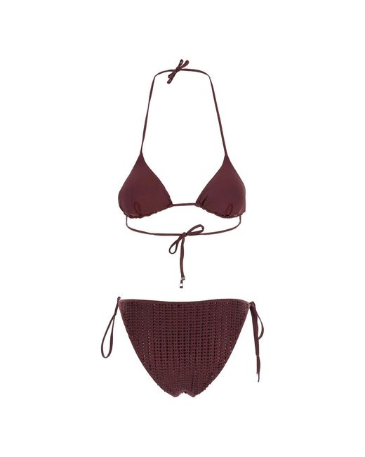 VENUJA Purple Rhinestone-Embellished Triangle Bikini
