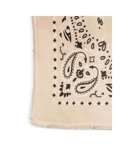 Kujten Natural Hachiko Bico Paisley-Pattern Frayed Scarf