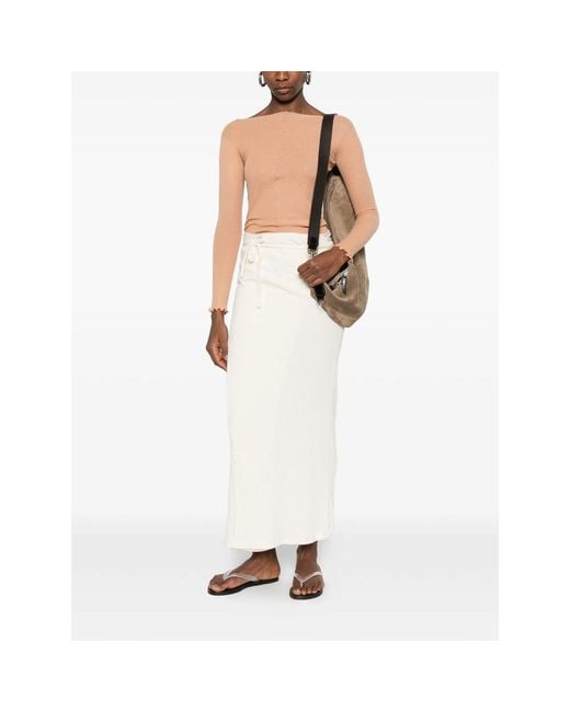 Baserange White Brig Ribbed Maxi Skirt