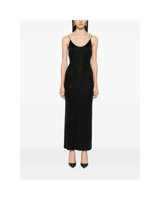 Saint Laurent Black Chain-Link-Strap Backless Maxi Dress